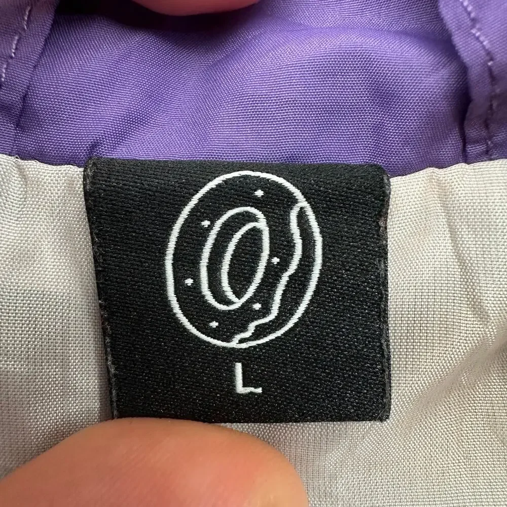 Odd Future Coach Jacket Mens Large Snap Button Lined Purple Black Windbreaker